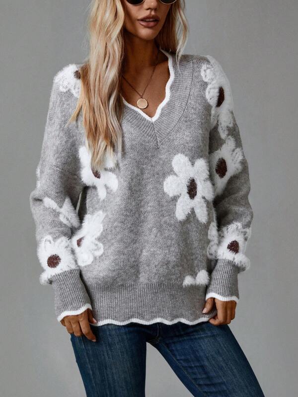 Jackie™ | WARM KNITTED FLORAL SWEATER