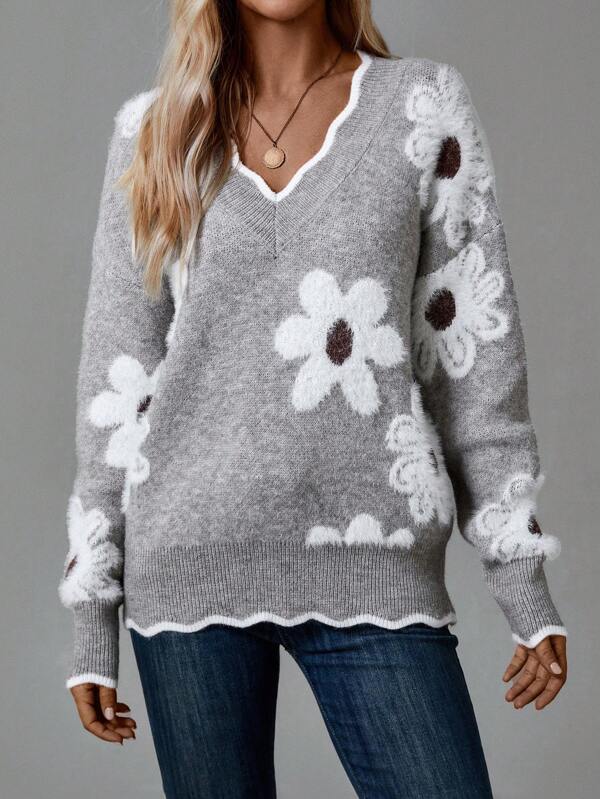 Jackie™ | WARM KNITTED FLORAL SWEATER