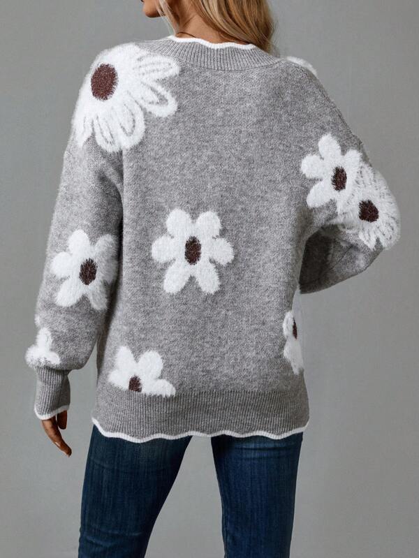 Jackie™ | WARM KNITTED FLORAL SWEATER