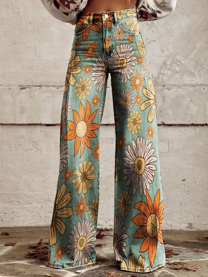 Lena | Vintage Blossom Wide-Leg Pants