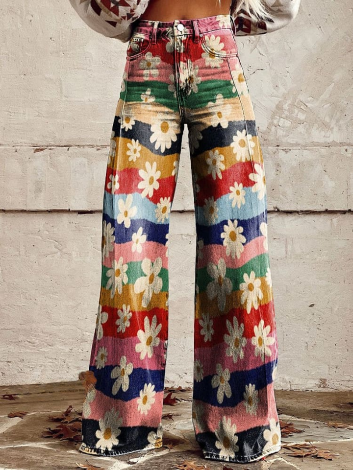 Nina | Retro Garden Wide-Leg Pants