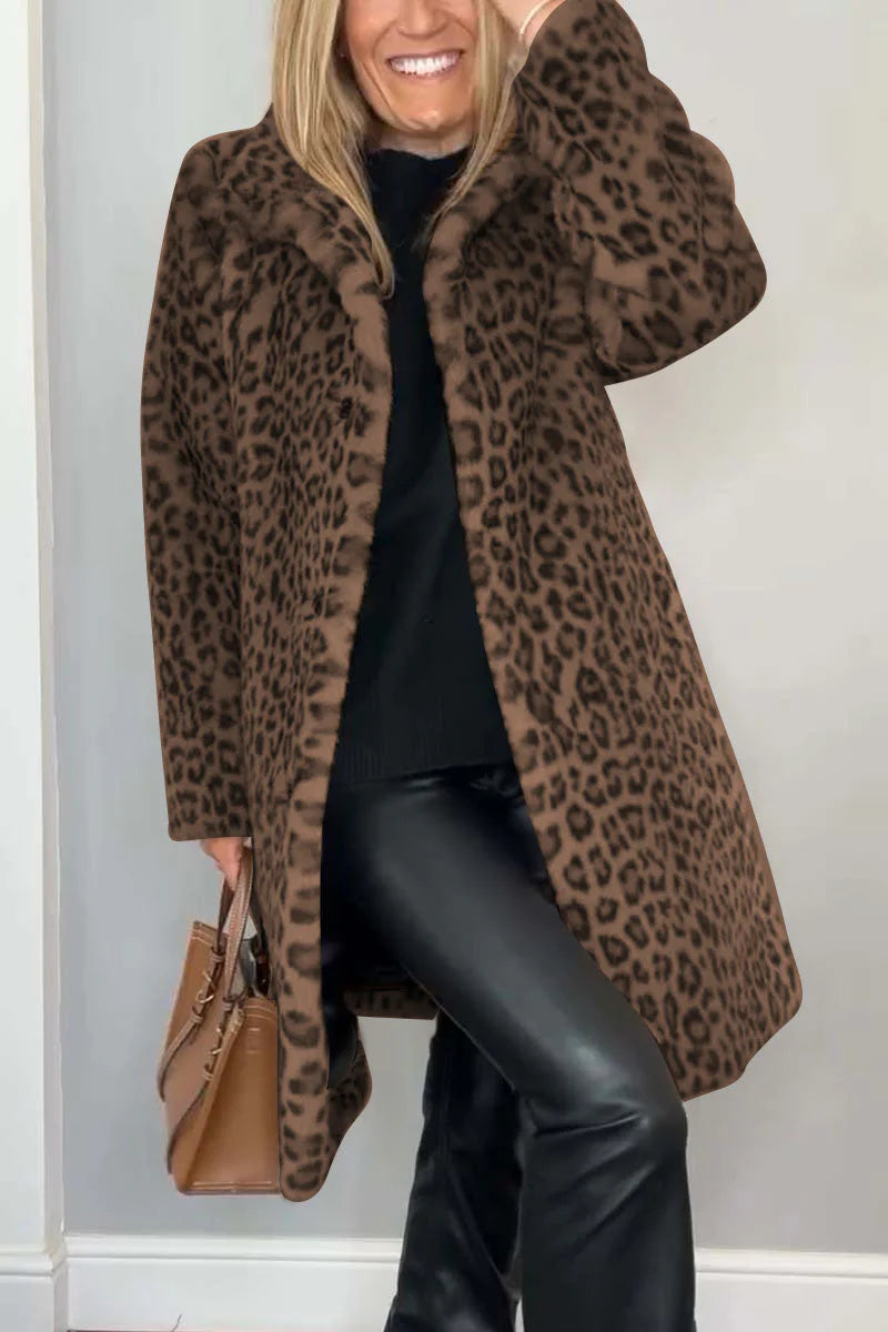 Dannae™ l CLASSIC LADIES WINTER COAT WITH LEOPARD PRINT