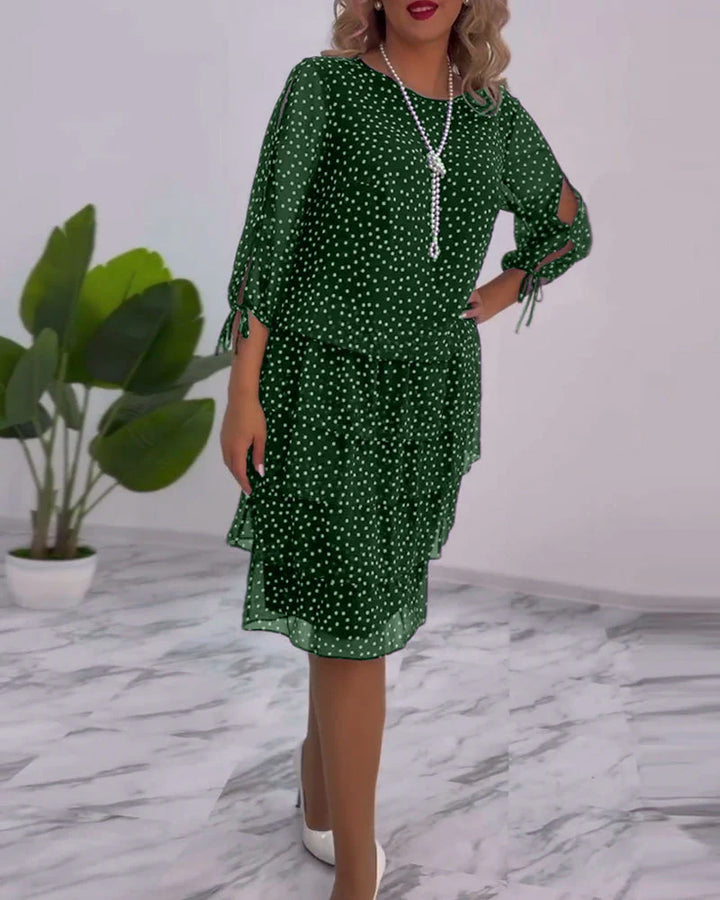 Sutton™ | FESTIVE LAYERED POLKA DOT DRESS