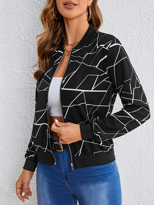 Jira™ | GEOMETRIC PATTERN LADIES ZIPPER JACKET