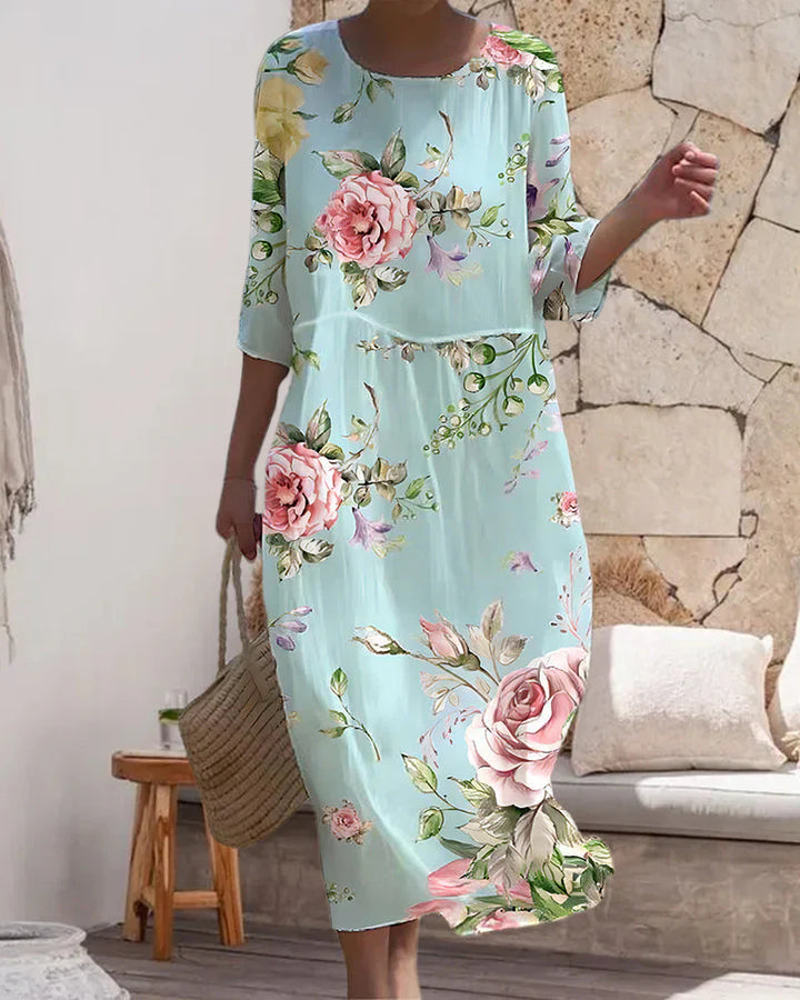 Margot™ | ELEGANT BELLY-COVERING FLORAL DRESS