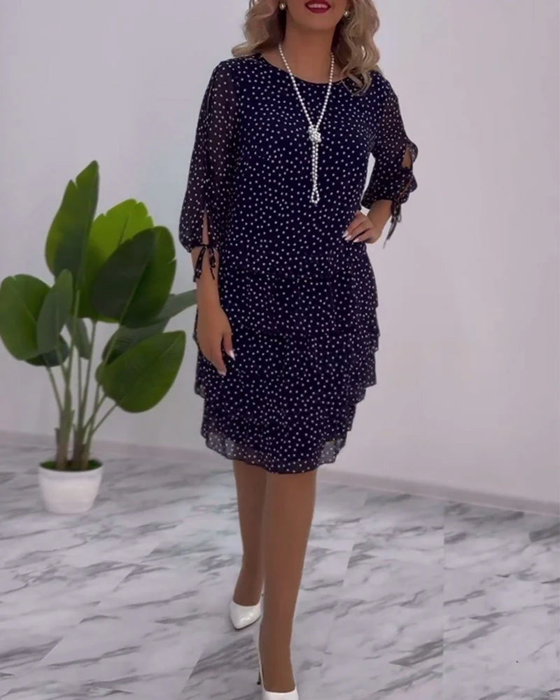 Sutton™ | FESTIVE LAYERED POLKA DOT DRESS