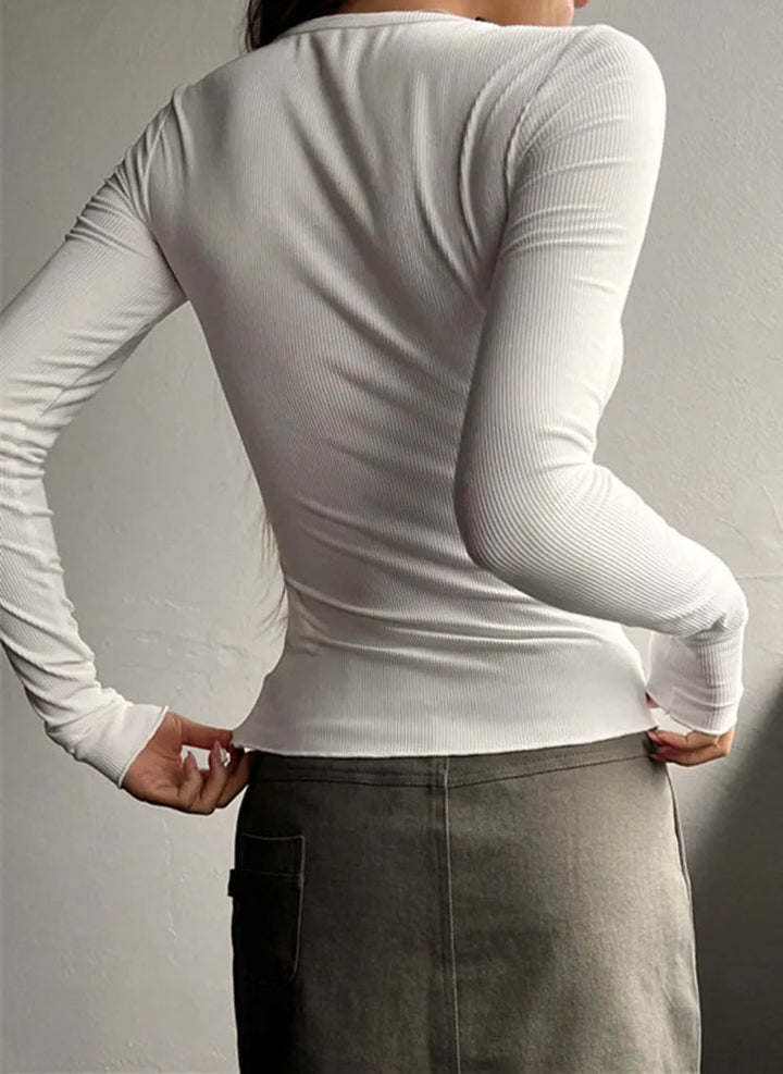 Cadence™ | HALF BUTTON RIBBED KNITT PULLOVER