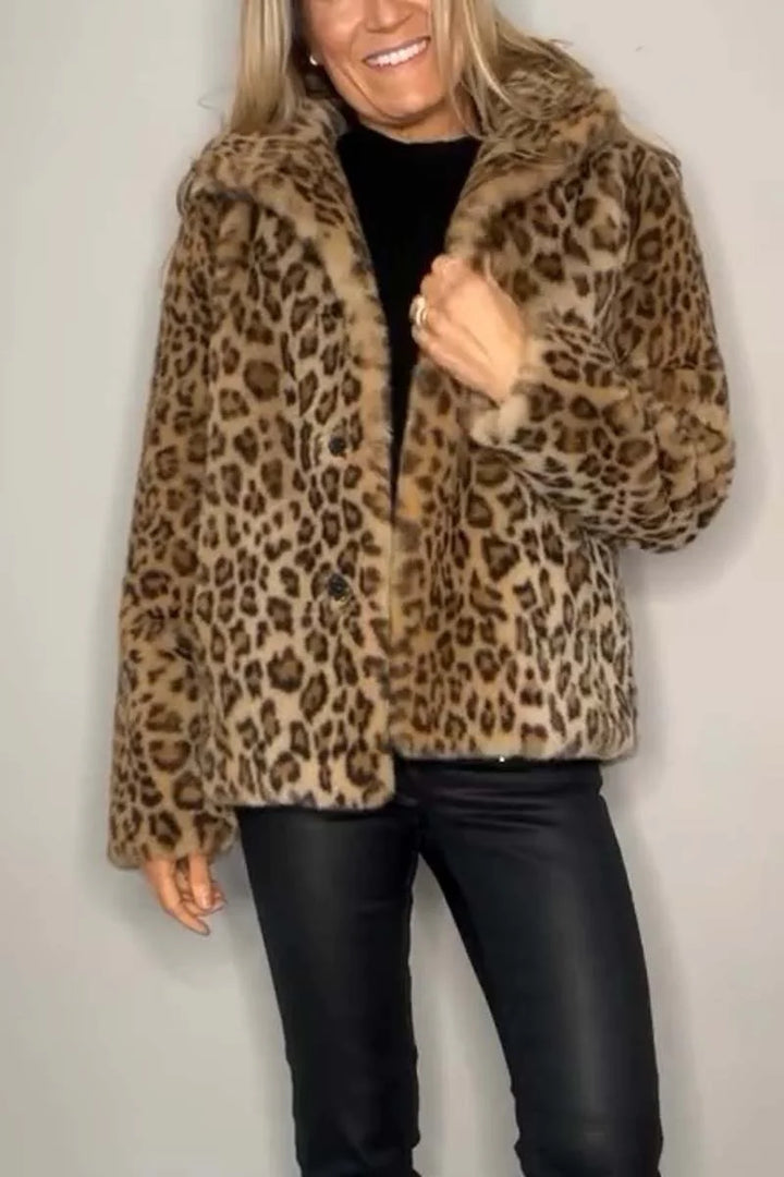 Dannae™ l CLASSIC LADIES WINTER COAT WITH LEOPARD PRINT