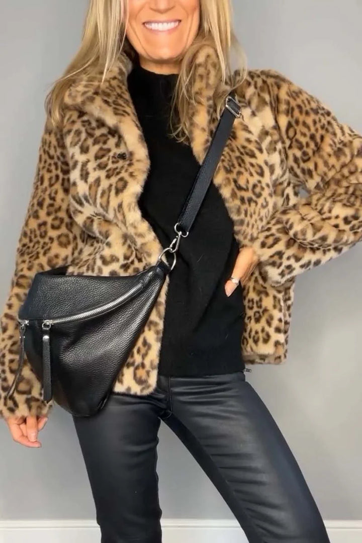 Dannae™ l CLASSIC LADIES WINTER COAT WITH LEOPARD PRINT