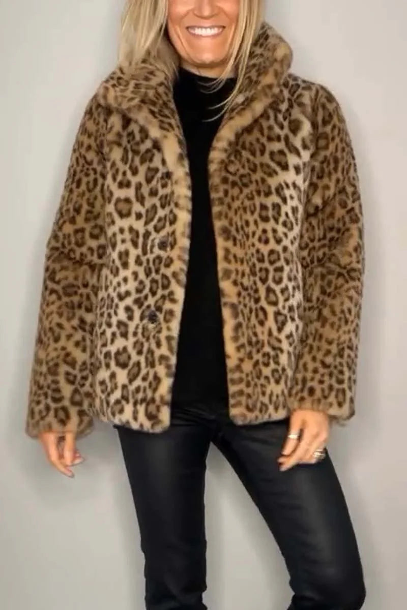 Dannae™ l CLASSIC LADIES WINTER COAT WITH LEOPARD PRINT