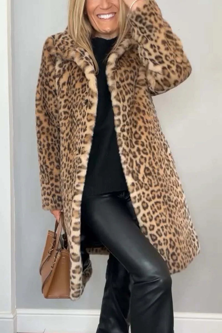 Dannae™ l CLASSIC LADIES WINTER COAT WITH LEOPARD PRINT