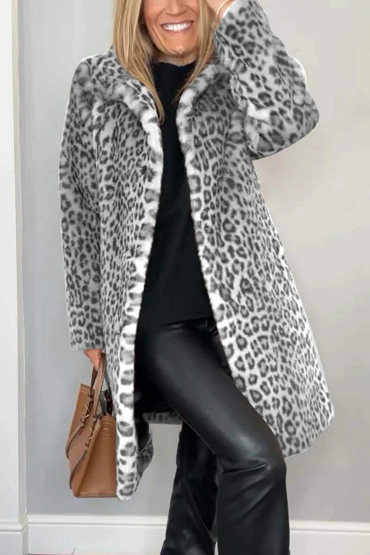 Dannae™ l CLASSIC LADIES WINTER COAT WITH LEOPARD PRINT