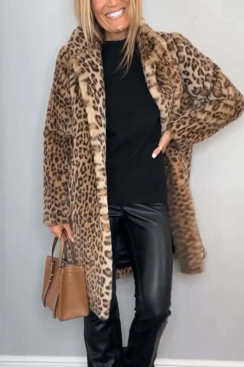 Dannae™ l CLASSIC LADIES WINTER COAT WITH LEOPARD PRINT